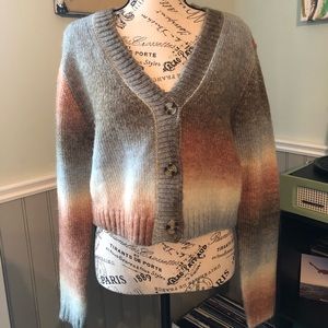 Garage cropped cardigan sunset